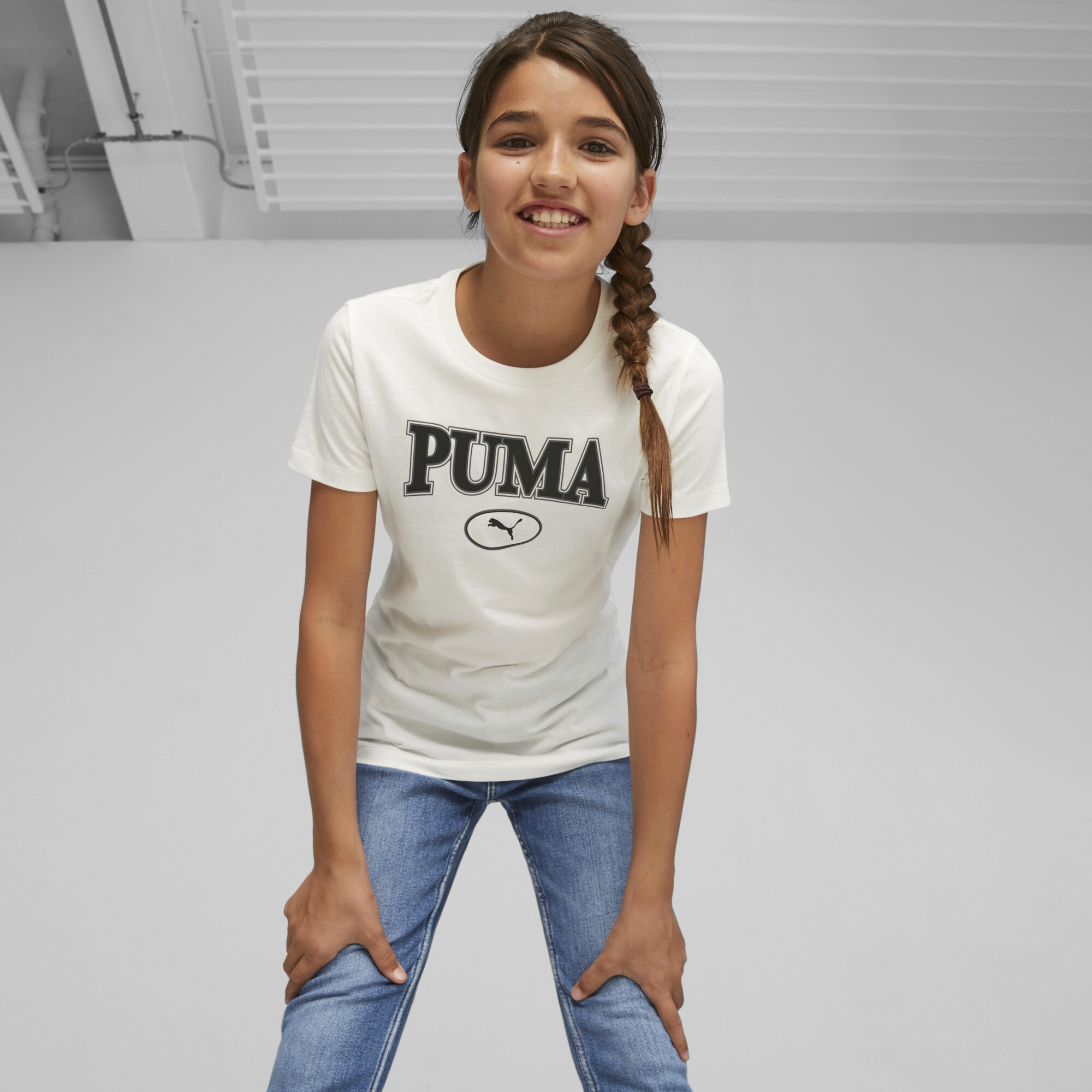 PUMA SQUAD Graphic T-Shirt In White, Size 7-8 Youth