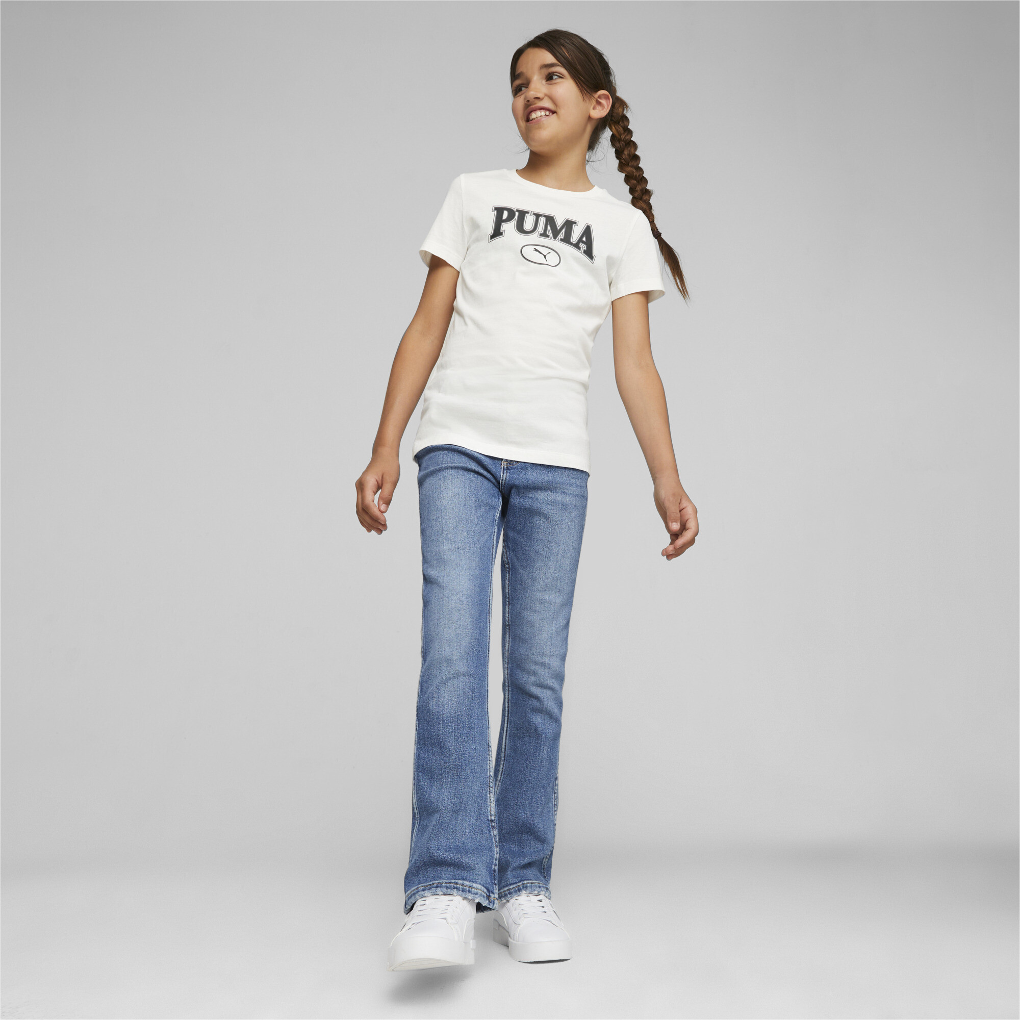 PUMA SQUAD Graphic T-Shirt In White, Size 13-14 Youth