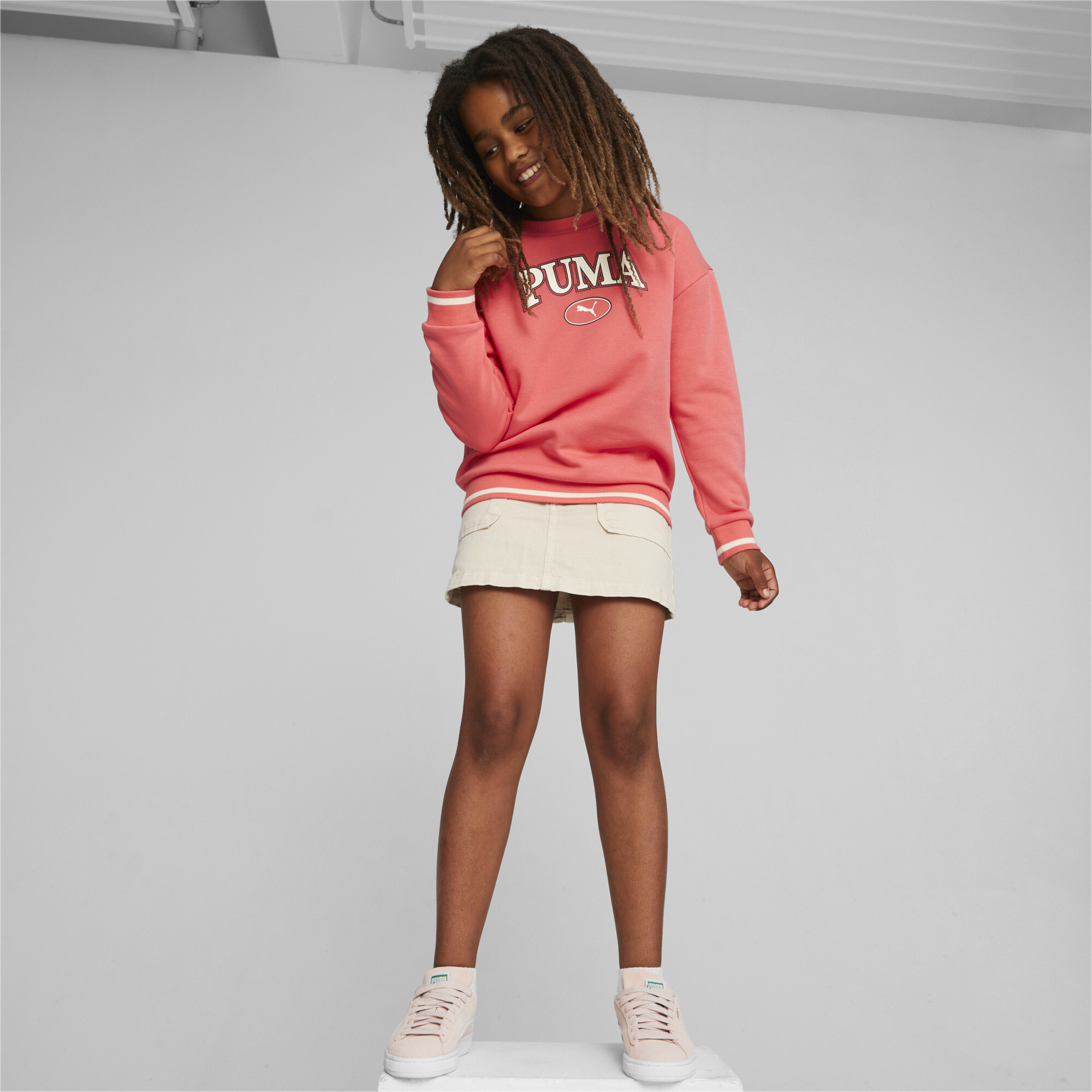 Women's Puma SQUAD Youth Sweatshirt, Pink, Size 13-14Y, Clothing