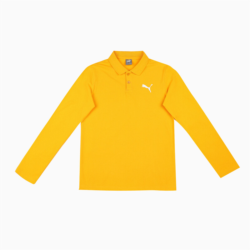 PUMA Long Sleeve Boy's Regular Fit Polo in Tangerine size 13-14Y | PUMA ...