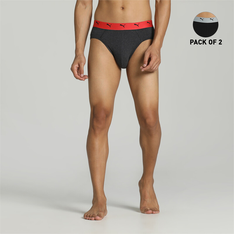 Men's PUMA Stretch Plain Briefs Pack Of 2 With EVERFRESH