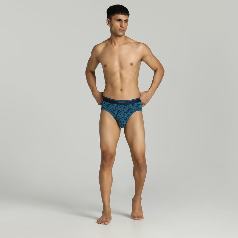 Men s PUMA Stretch AOP Briefs Pack Of 2 With EVERFRESH Technology in Black Purple Coral size XL