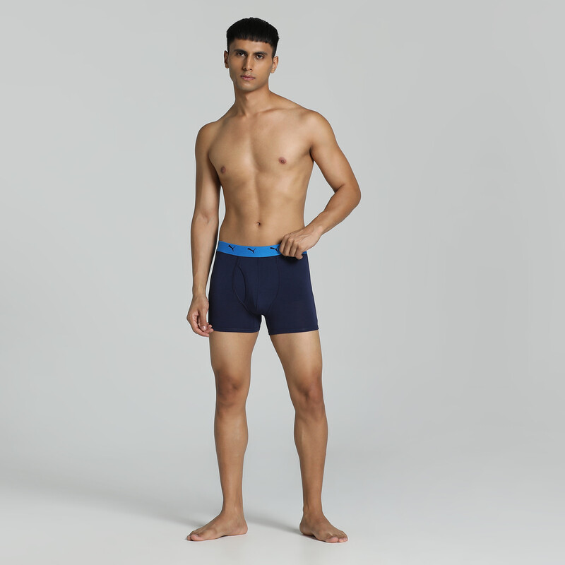 Men's PUMA Stretch Plain Trunks Pack Of 2 With EVERFRESH Technology in Black/Orange/Purple size S