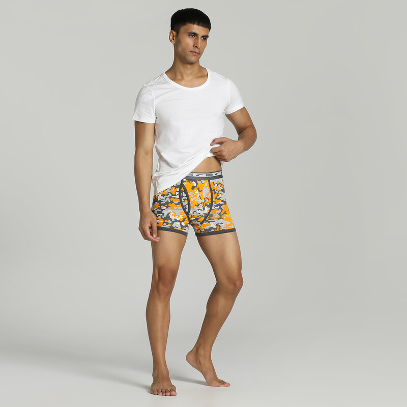 Men's PUMA Stretch Camo Trunks Pack Of 2 With EVERFRESH Technology in Black/Orange size L