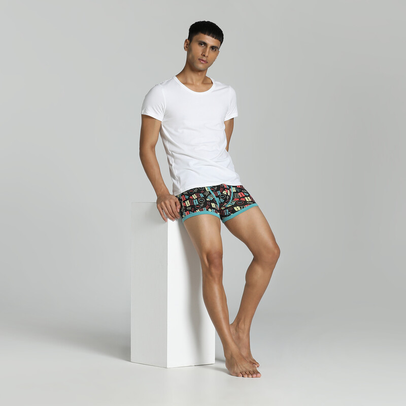Men's PUMA Stretch AOP Trunks Pack Of 2 With EVERFRESH Technology in Black size L