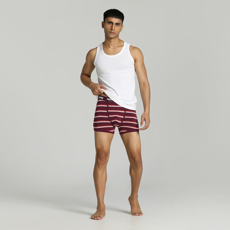 Men's PUMA Stretch Star Trunks Pack Of 2 With EVERFRESH Technology in Red/Gray size M