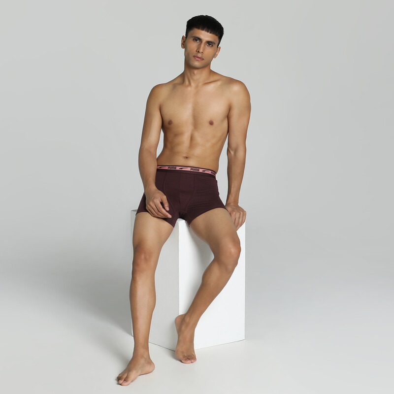 Men's PUMA Stretch Star Trunks Pack Of 2 With EVERFRESH Technology in Fudge-Fudge size S