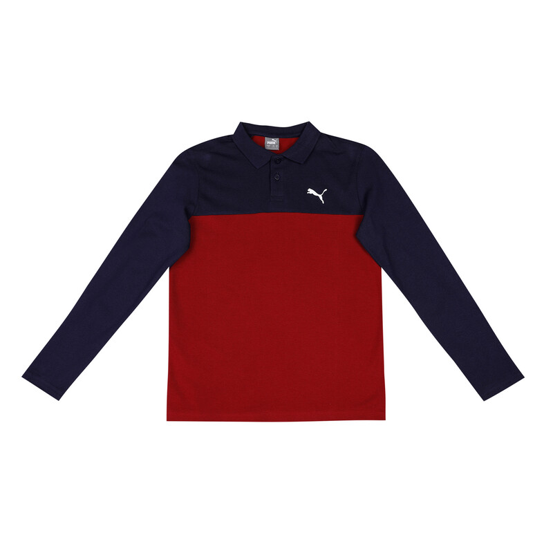 PUMA Colorblock Longsleeve Youth Regular Fit Polo in Red Purple size 11 12Y