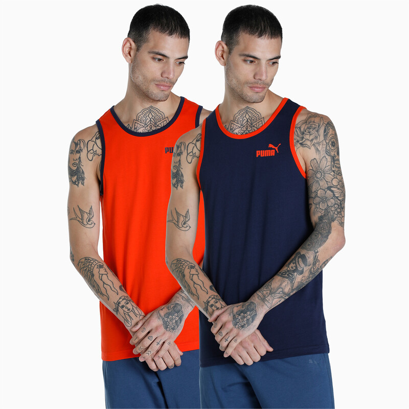Men's PUMA Contrast Tank Tops Pack Of 2 in Red/Purple size XL