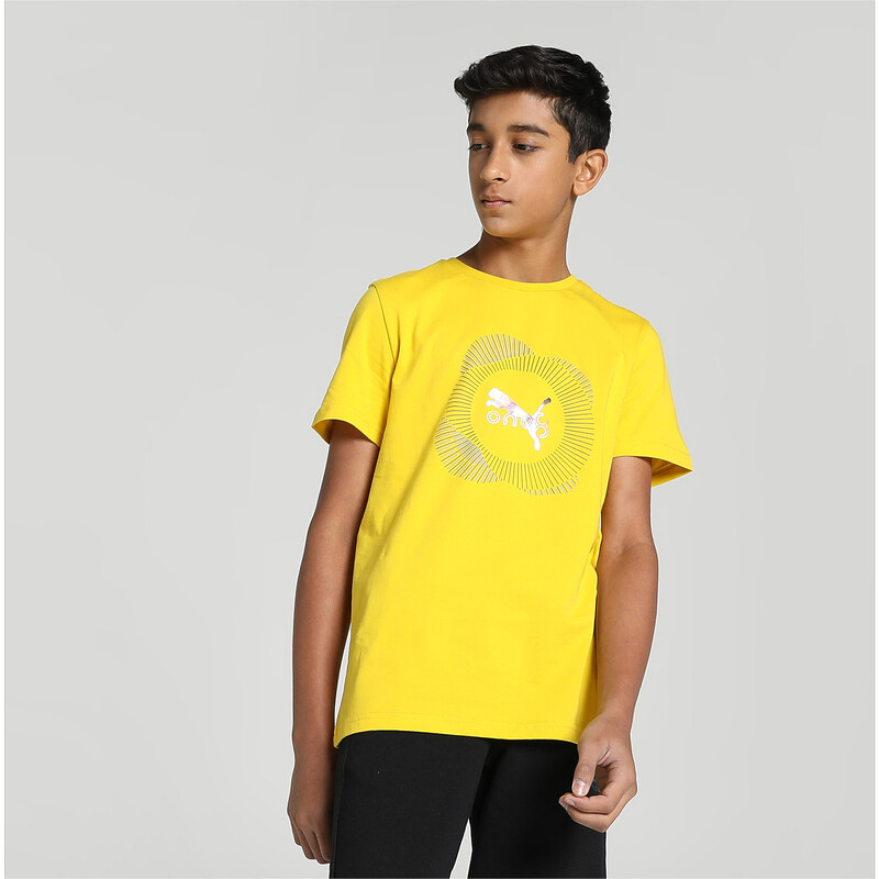 Boys PUMA X One8 Graphic Youth Regular Fit T-Shirt in Fresh Pear size 7-8Y