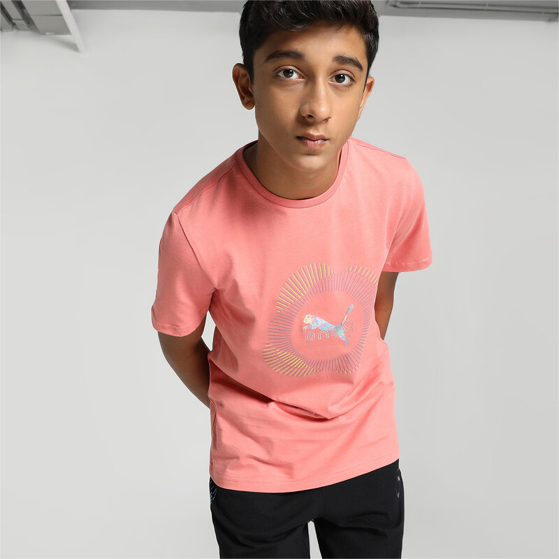 PUMA X One8 Graphic Youth Regular Fit T-Shirt in Pink size 13-14Y