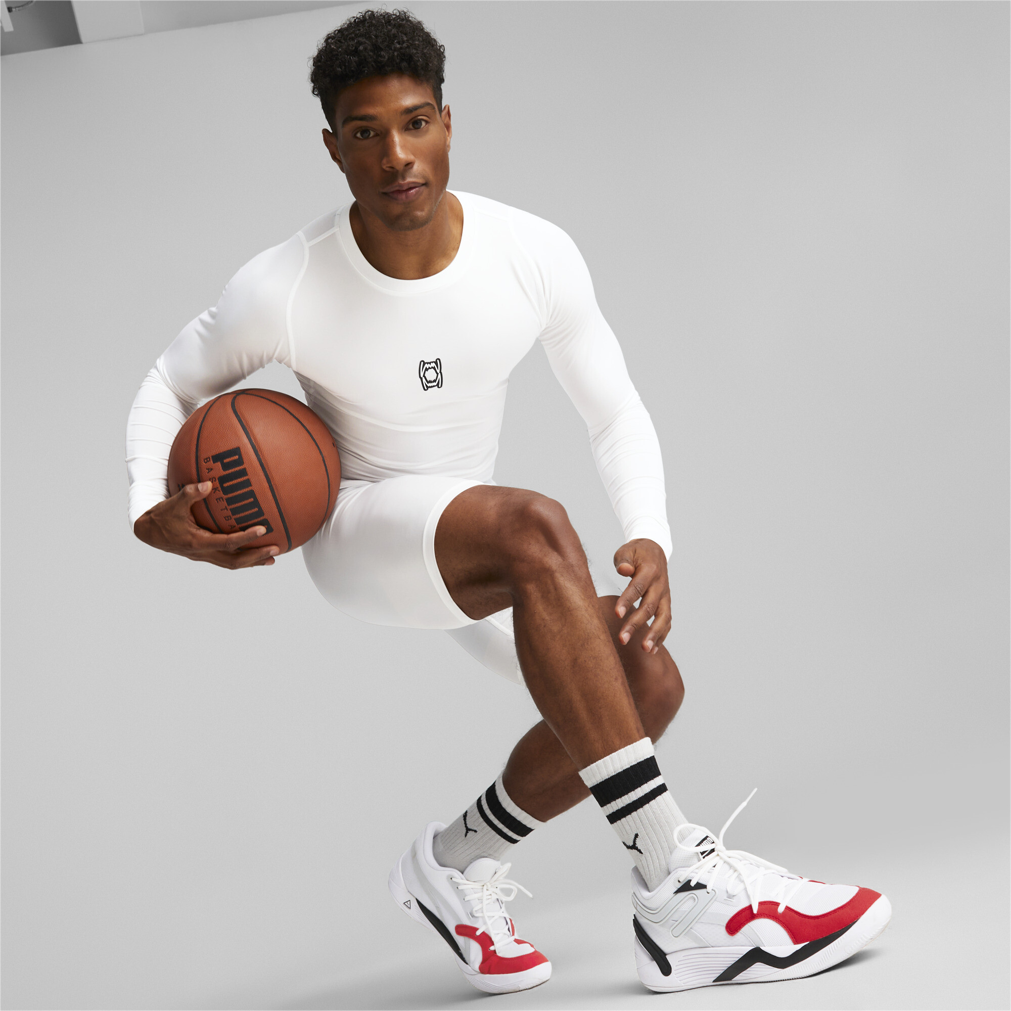Puma Hoops Team langärmliges Basketball-T-Shirt Männer Für Herren | Mit Plain | White | Größe: L