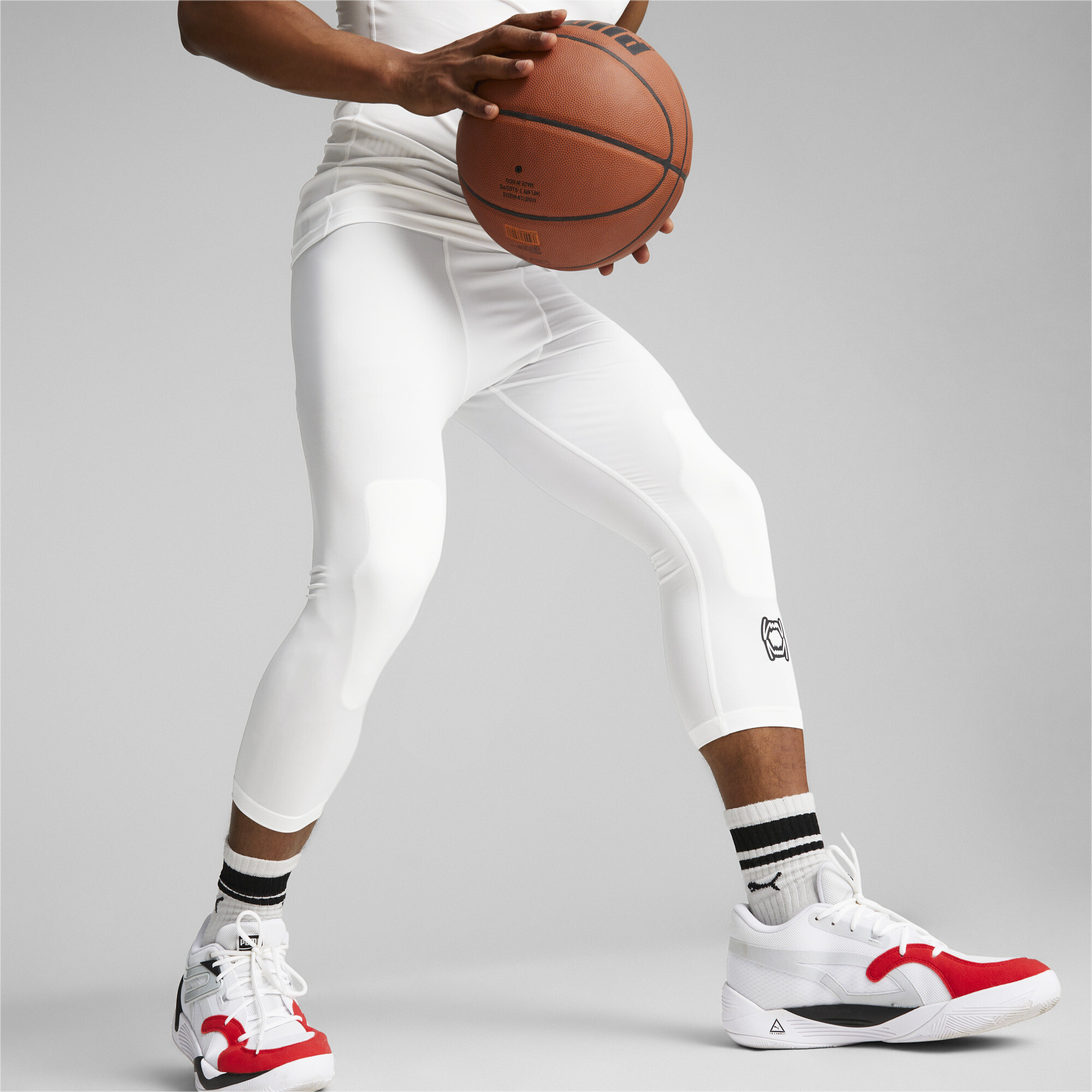 PUMA Hoops Team basketbaltrainingsbroek voor Heren, Wit, Maat 4XL thumbnail 6