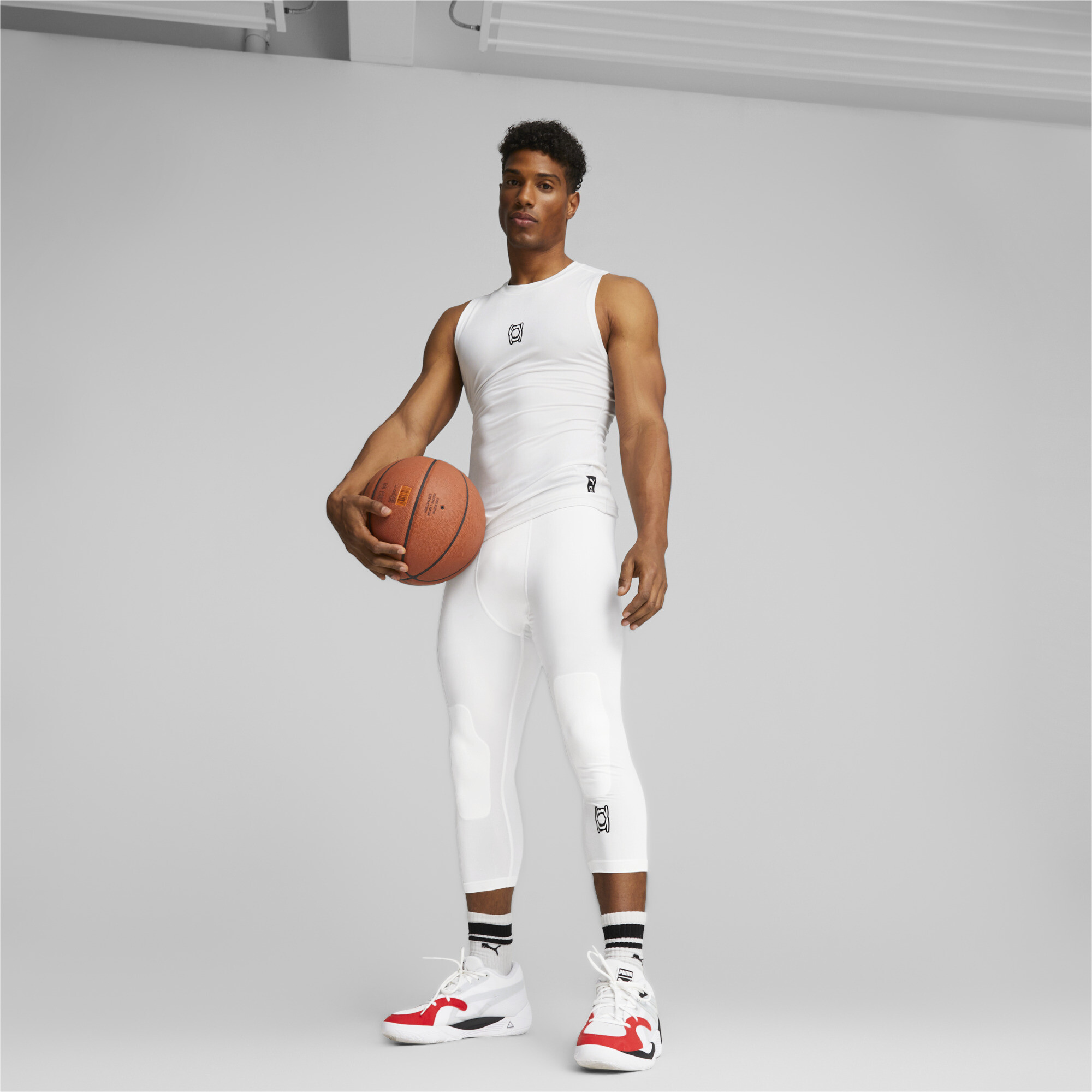 PUMA Hoops Team basketbaltrainingsbroek voor Heren, Wit, Maat 4XL thumbnail 5