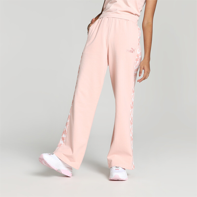 Kids PUMA Printed Panel Girl's Relaxed Fit Pants in Pink size 3-4Y