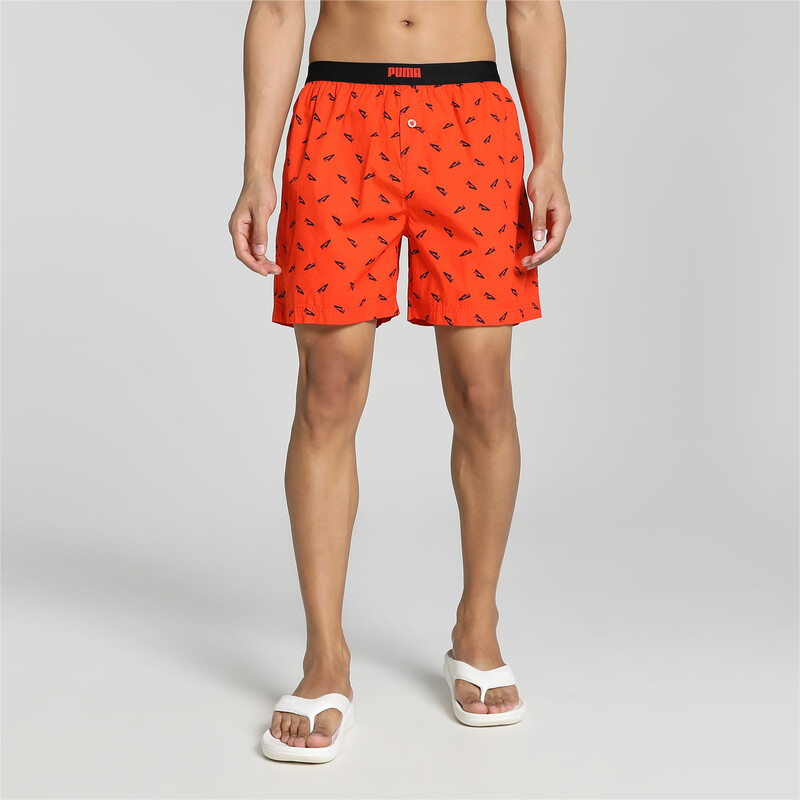 Men s PUMA All Over Print Woven Boxers in Black Red size L PUMA