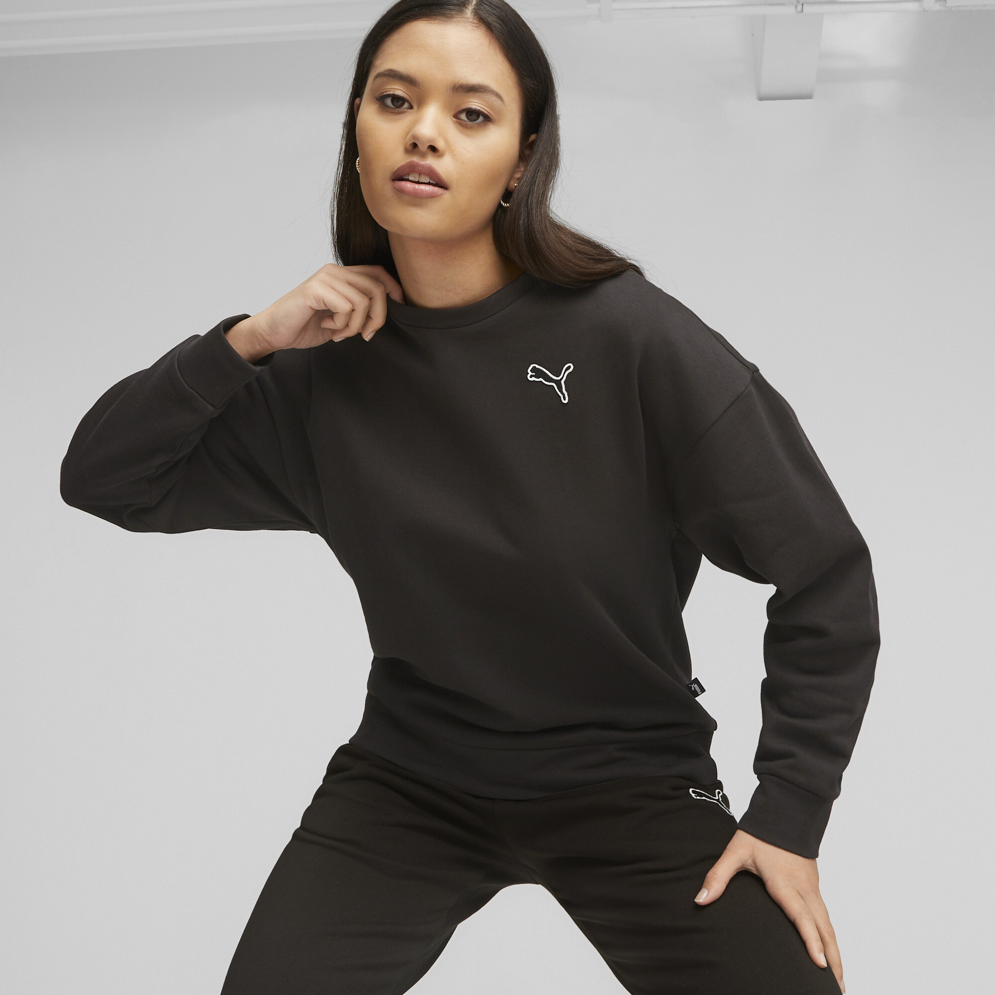 Puma BETTER ESSENTIALS Crewneck Für Damen | Mit Plain | Black | Größe: M