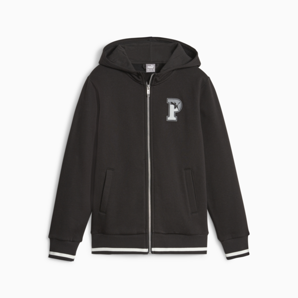 PUMA SQUAD Youth Full-Zip Fleece Hoodie, PUMA Black, large-ZAF