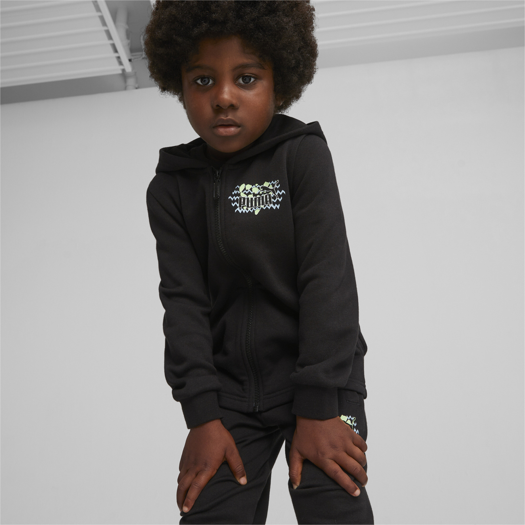 Puma Essentials Mix Match Kids' Full-Zip Hoodie, Black, Size 4-5Y, Clothing