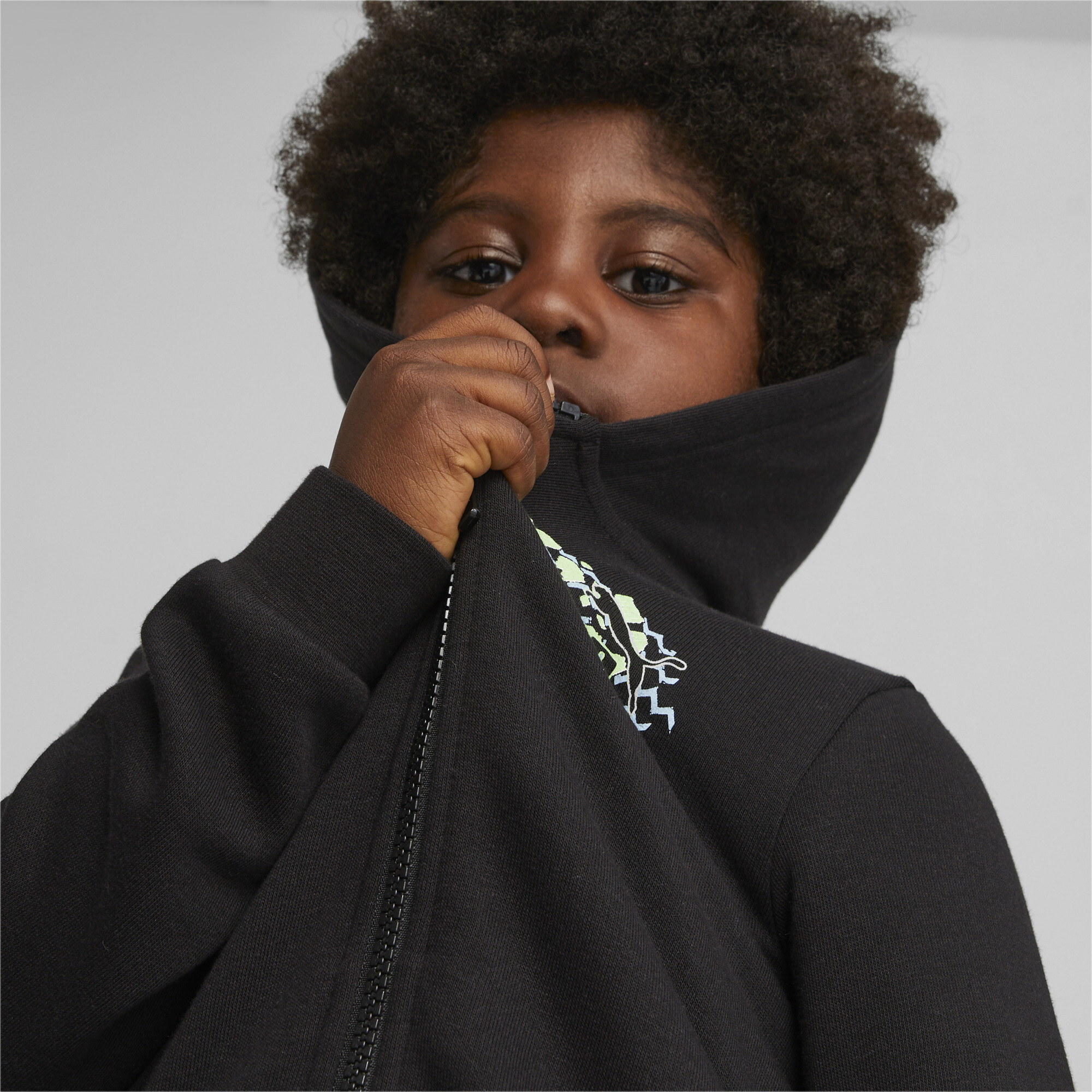 Puma Essentials Mix Match Kids' Full-Zip Hoodie, Black, Size 5-6Y, Clothing