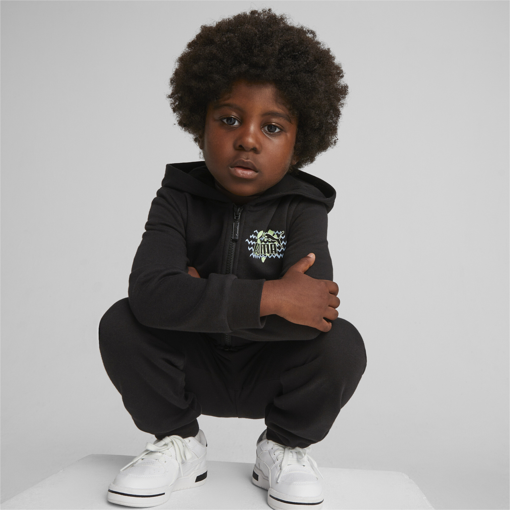 Puma Essentials Mix Match Kids' Full-Zip Hoodie, Black, Size 5-6Y, Clothing