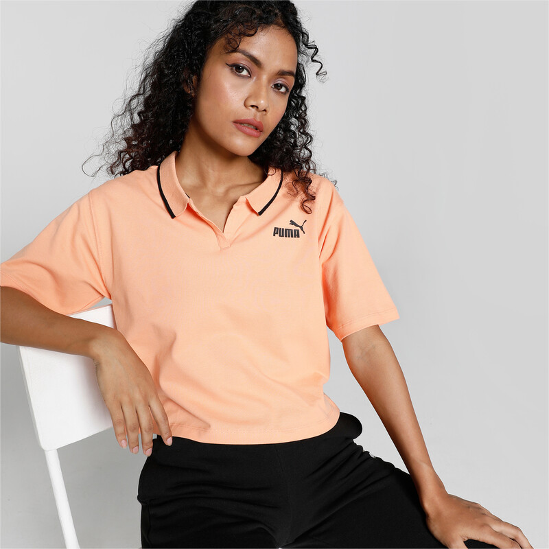 

Women's PUMA Cropped Relaxed Fit Polo T-Shirt, Orange/pink
