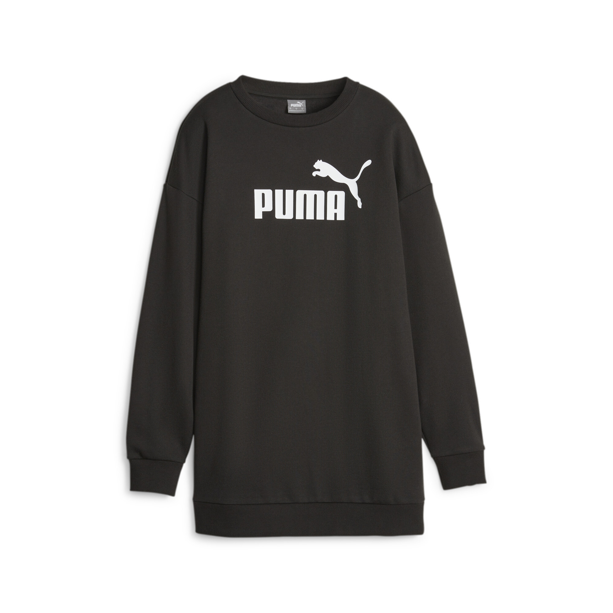 Women's Puma ESS+'s Crew Shirt Dress, Black, Size M, Clothing