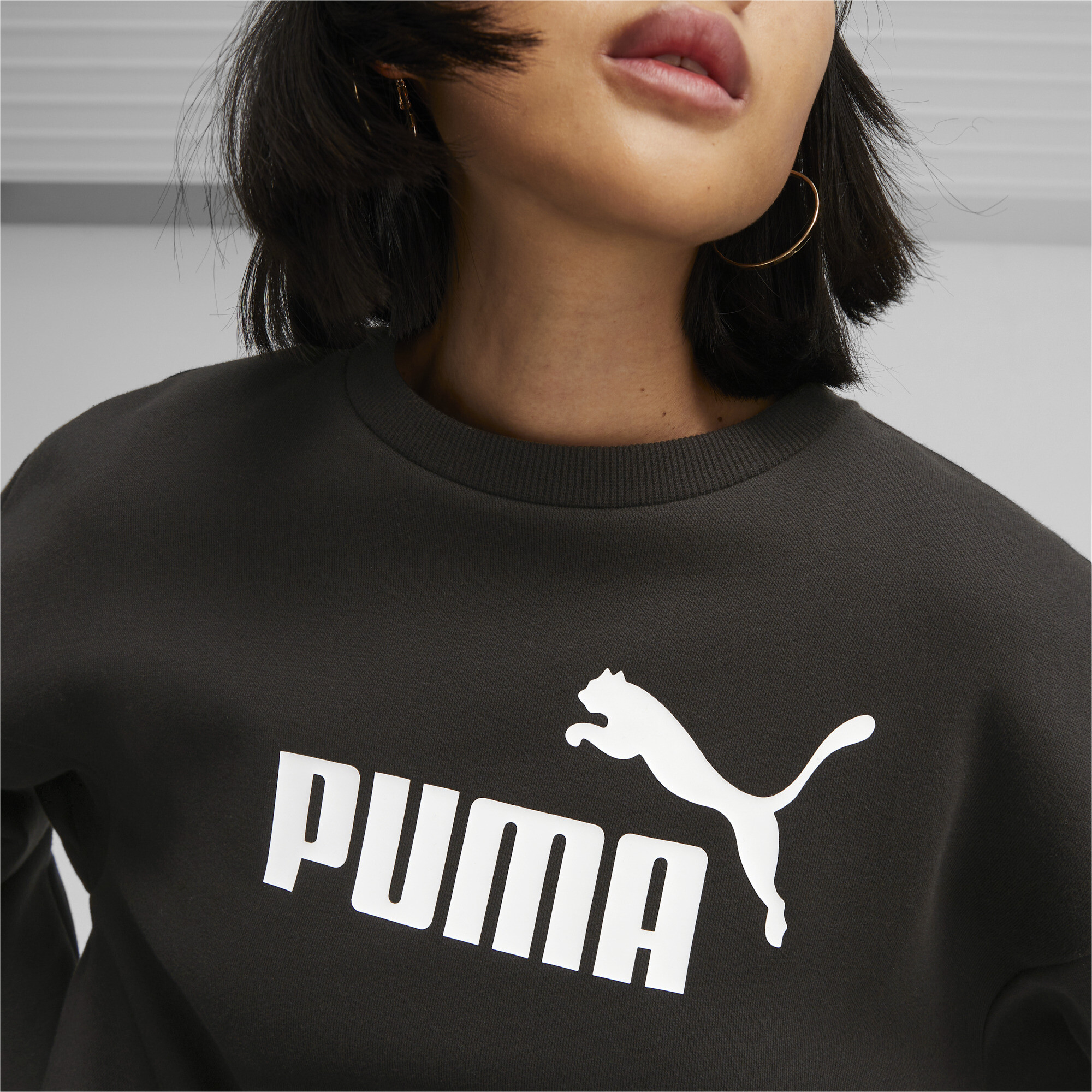 Women's Puma ESS+'s Crew Shirt Dress, Black, Size M, Clothing