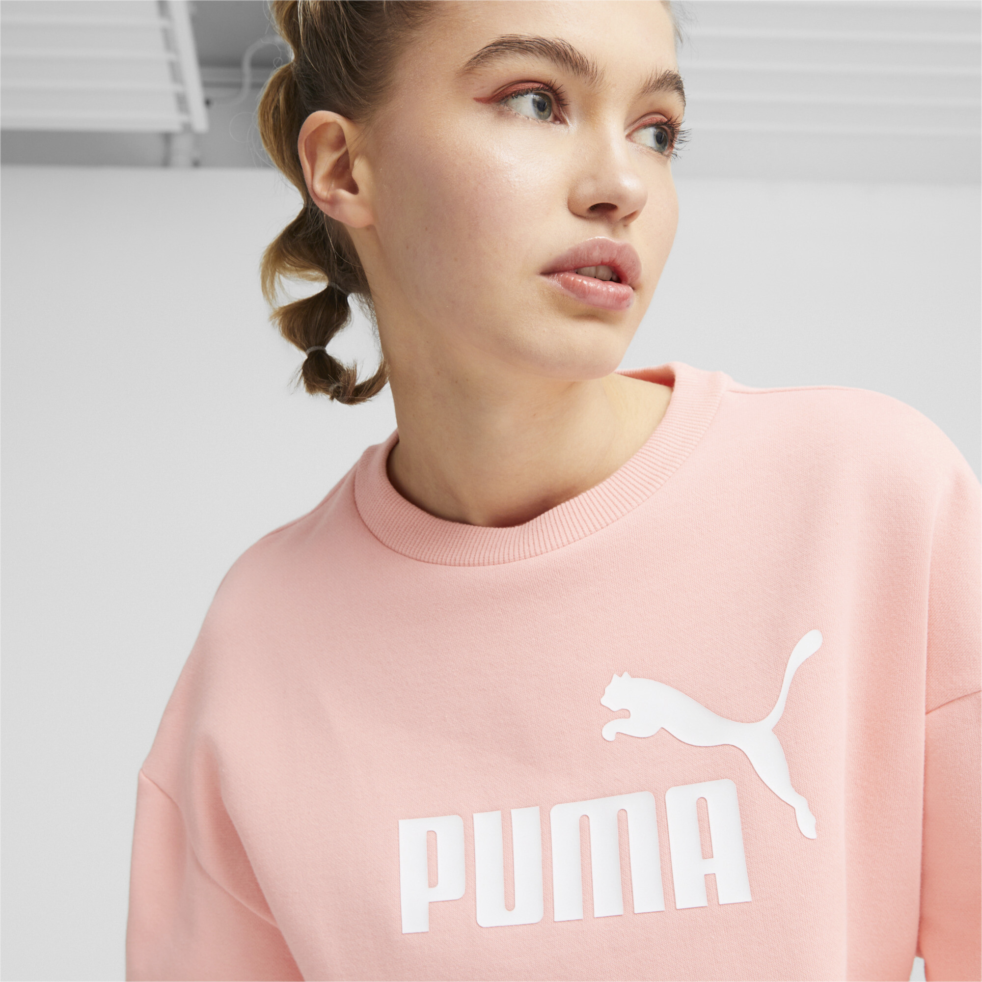 Women's Puma ESS+'s Crew Shirt Dress, Pink, Size XL, Clothing