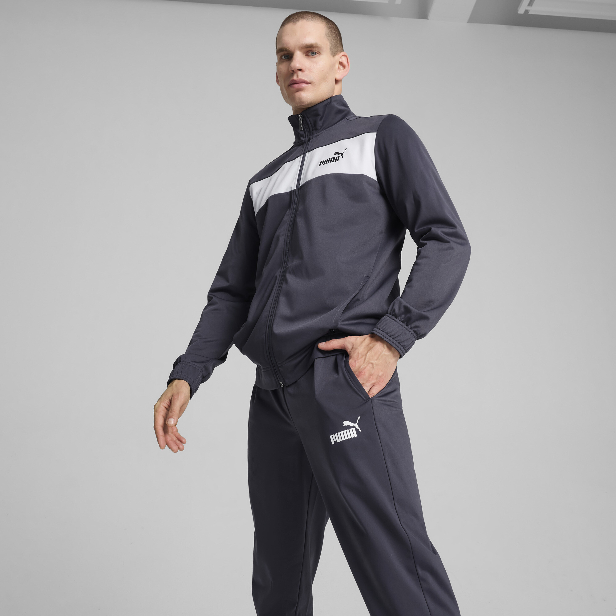 Men's Puma Men's Poly Tracksuit, Gray, Size L, Clothing