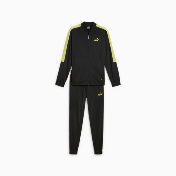 Men's Baseball Tricot Suit, PUMA Black-Lime Sheen, large-ZAF