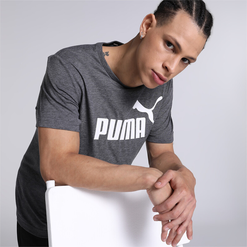 Men's PUMA Heather Regular Fit T-Shirt in Black size S