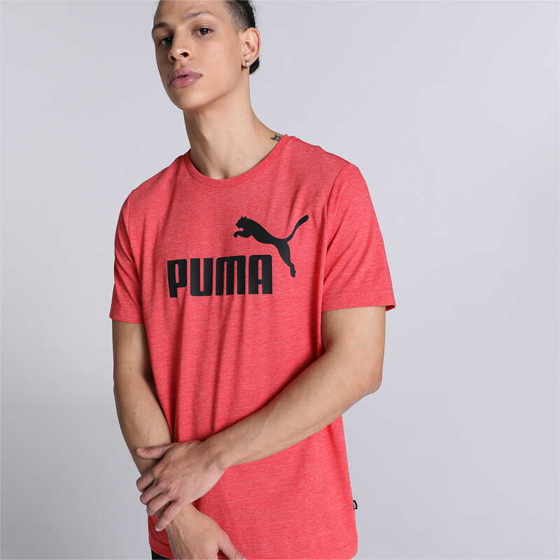 Men's PUMA ESS Heather Regular Fit Mens Crew Neck T-shirt in Red size S