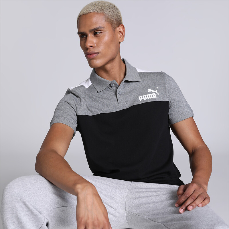 Men's PUMA ESS+ Block Jersey Cotton Polo in Black size M