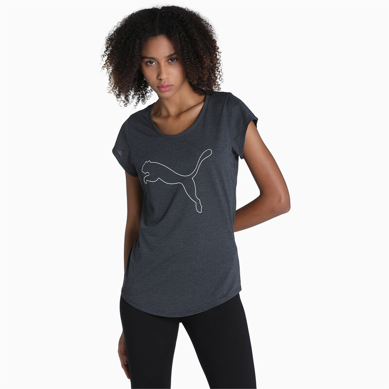 Women's PUMA Performance Heather Cat Training T-Shirt in Gray size S