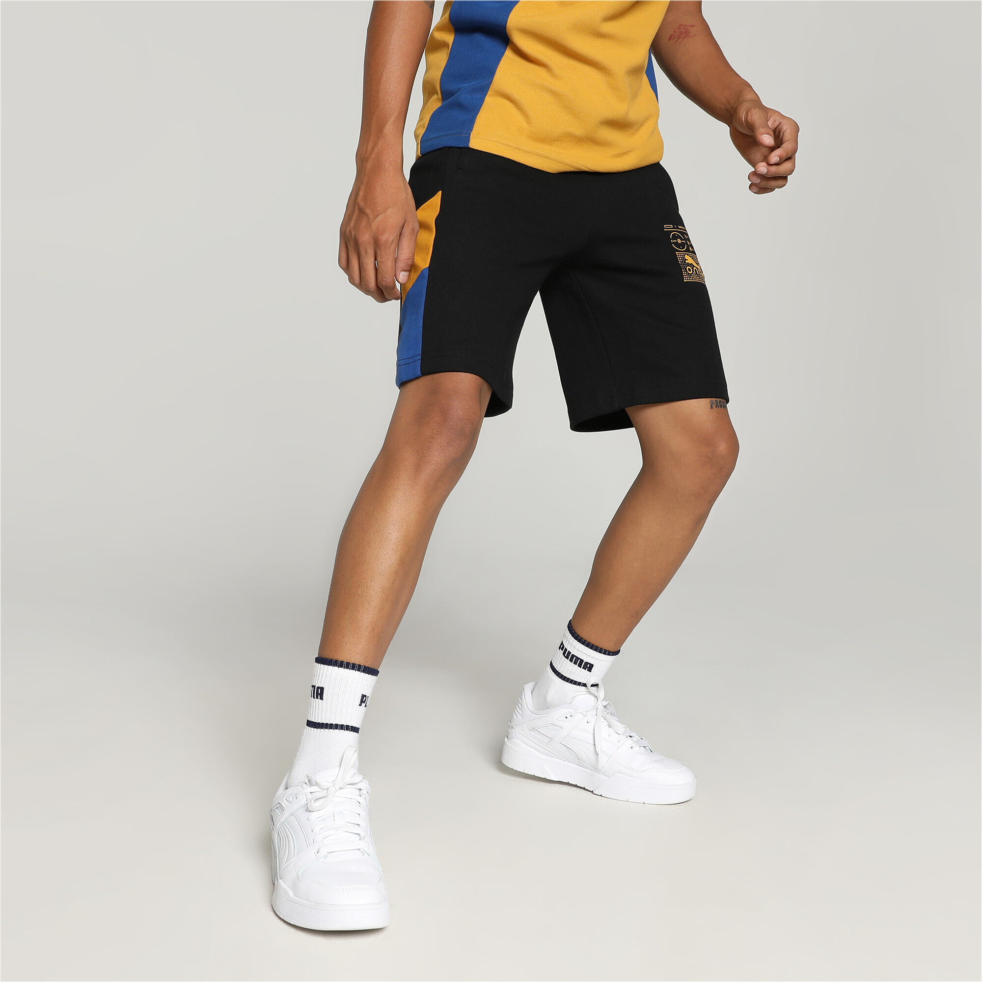 Men's PUMA X One8 Elevated Slim Fit Shorts In Black, Size Small