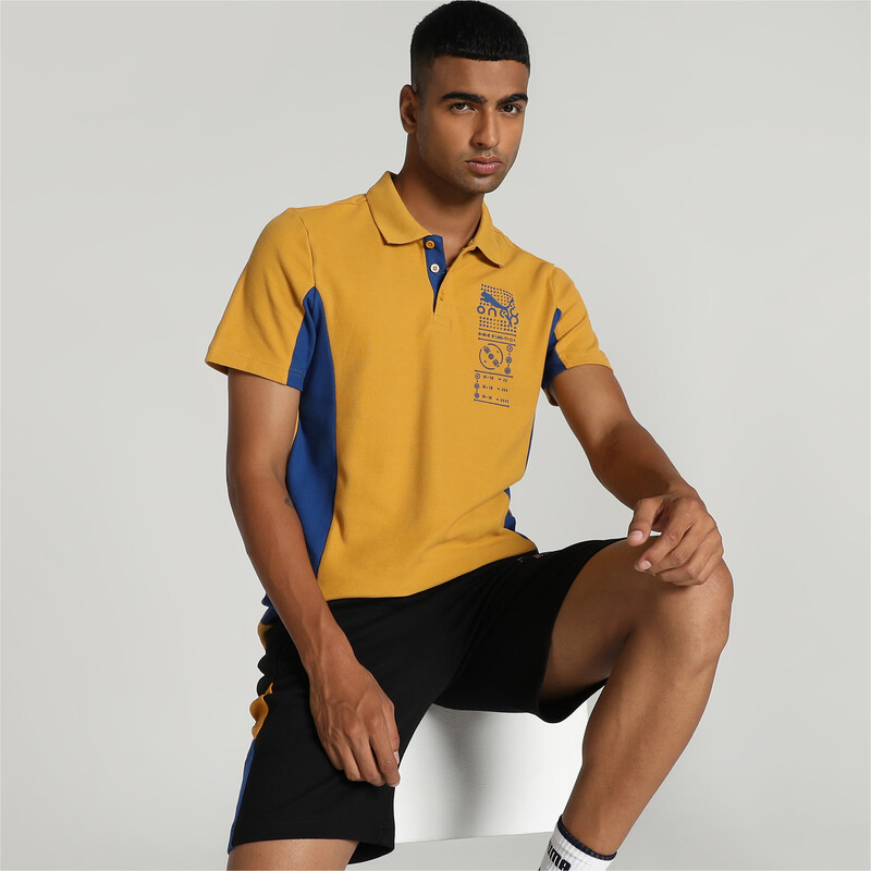 Men's PUMA X One8 Stylized Cotton Polo in Amber size S