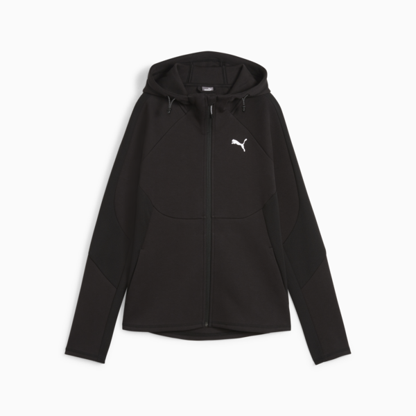 EVOSTRIPE Women's Full-Zip Hoodie, PUMA Black, large-ZAF