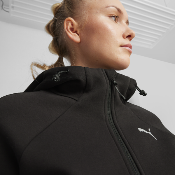 EVOSTRIPE Women's Full-Zip Hoodie, PUMA Black, large-ZAF