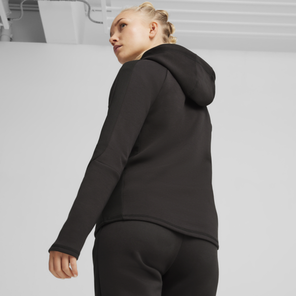 EVOSTRIPE Women's Full-Zip Hoodie, PUMA Black, large-ZAF