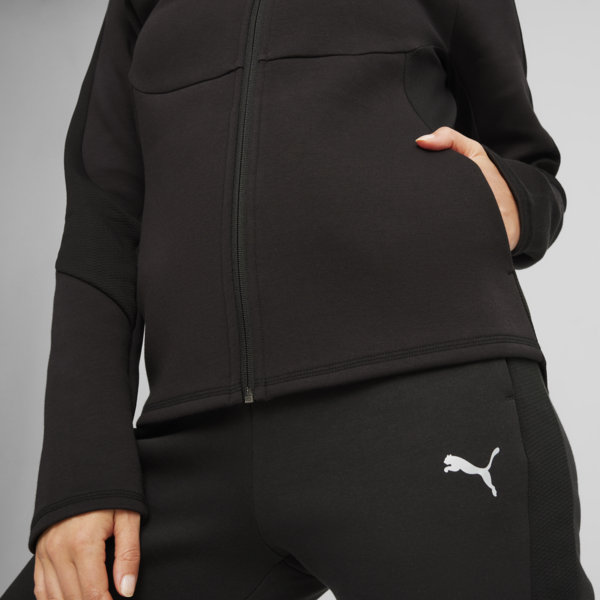 EVOSTRIPE Women's Full-Zip Hoodie, PUMA Black, large-ZAF