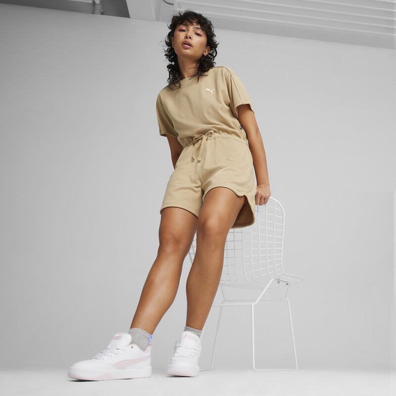 Women's PUMA HER Short Jumpsuit in Prairie Tan size S