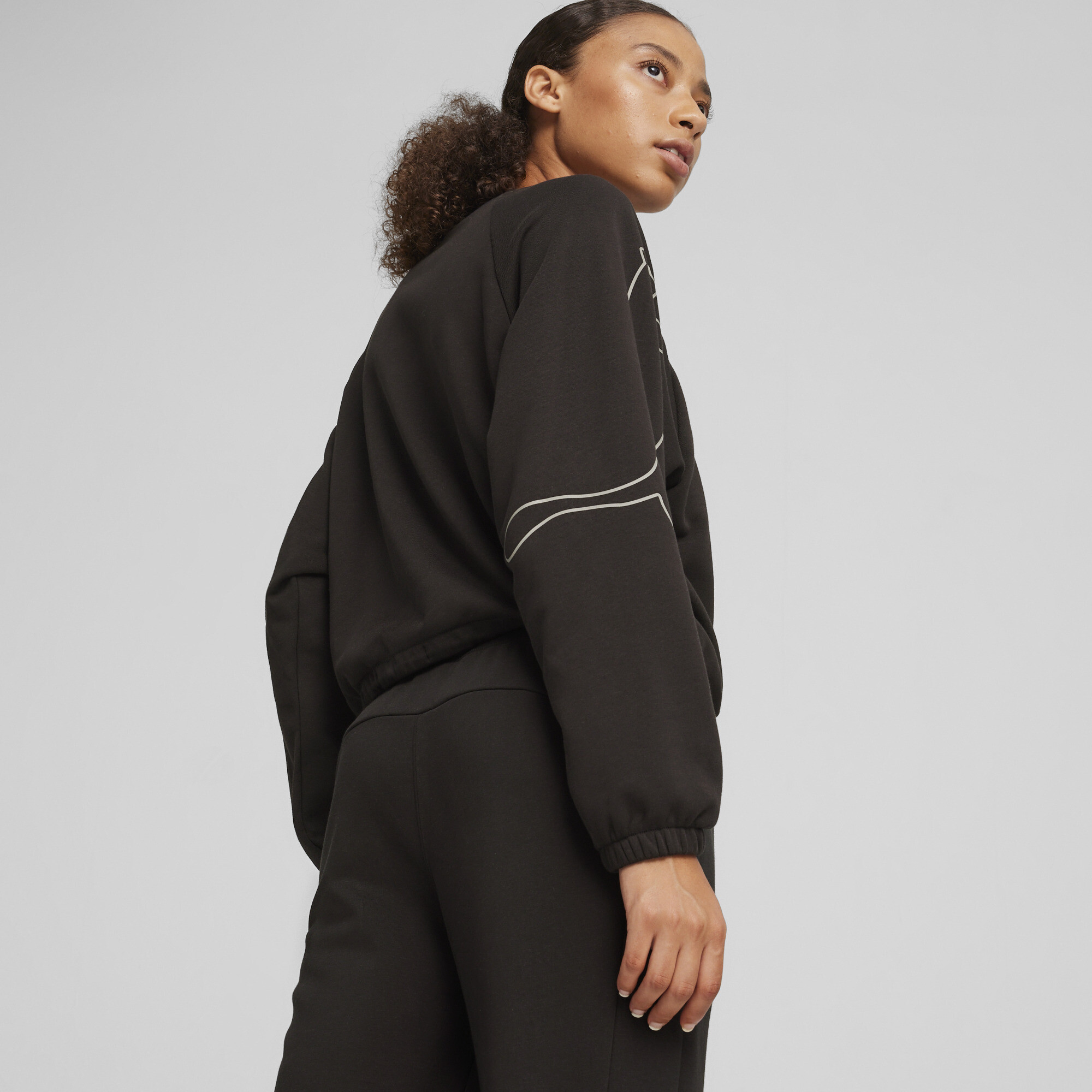 Women's PUMA MOTION Sweatshirt In Black, Size XS, Cotton