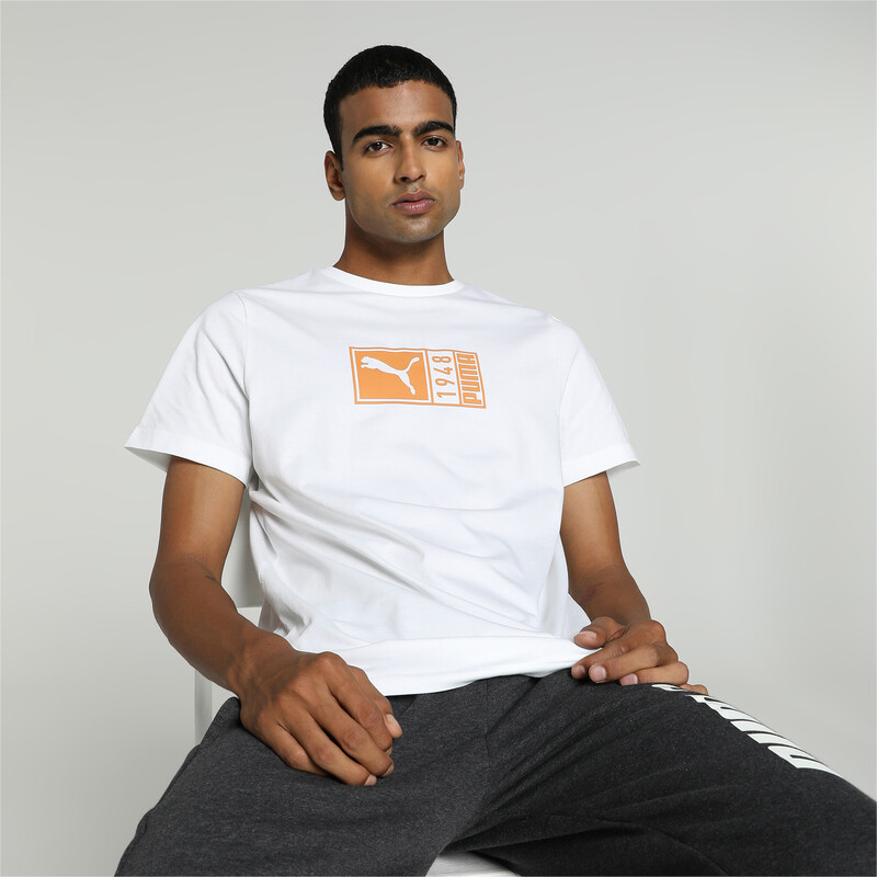 Men's PUMA Logo Graphic Slim Fit T-shirt in White size S