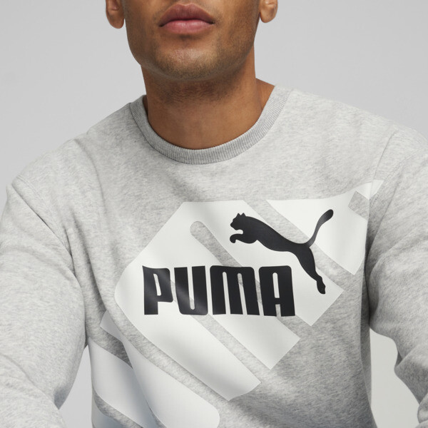 PUMA POWER Men's Graphic Sweatshirt, Light Gray Heather, large-ZAF