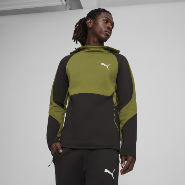 EVOSTRIPE Men's Hoodie, Olive Green, large-ZAF