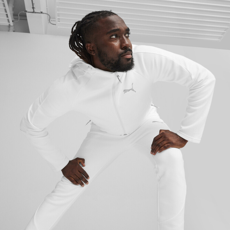 Men's PUMA EVOSTRIPE Full-Zip Hoodie in White size M