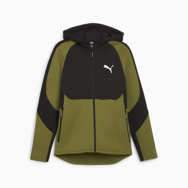 EVOSTRIPE Men's Full-Zip Hoodie, Olive Green, large-ZAF