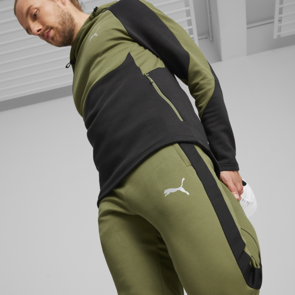 EVOSTRIPE Men's Sweatpants, Olive Green, large-ZAF