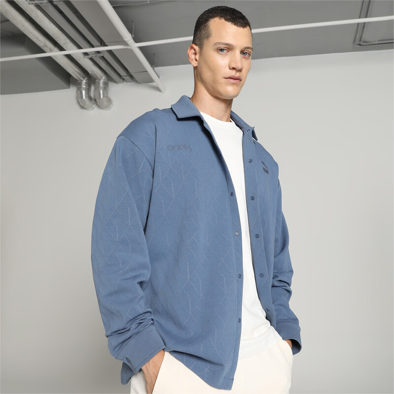 Men's PUMA X One8 Signature Shacket in Black/Blue size L